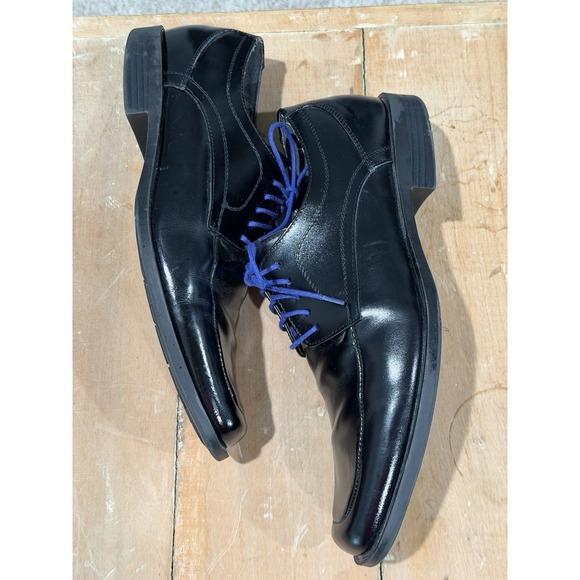 Stacy Adams Black Patent Leather Dress Shoes Men\'s Size 8.5M With Purple Laces main image 4